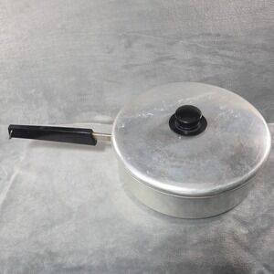 Vintage‎ T-Fal Long Handle Aluminum Pot With Lid Made In France 10 Inch